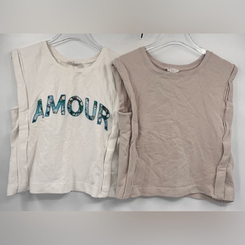 By Anthropologie “Amour” Muscle Sweatshirt and plain tan top‎ size Xs